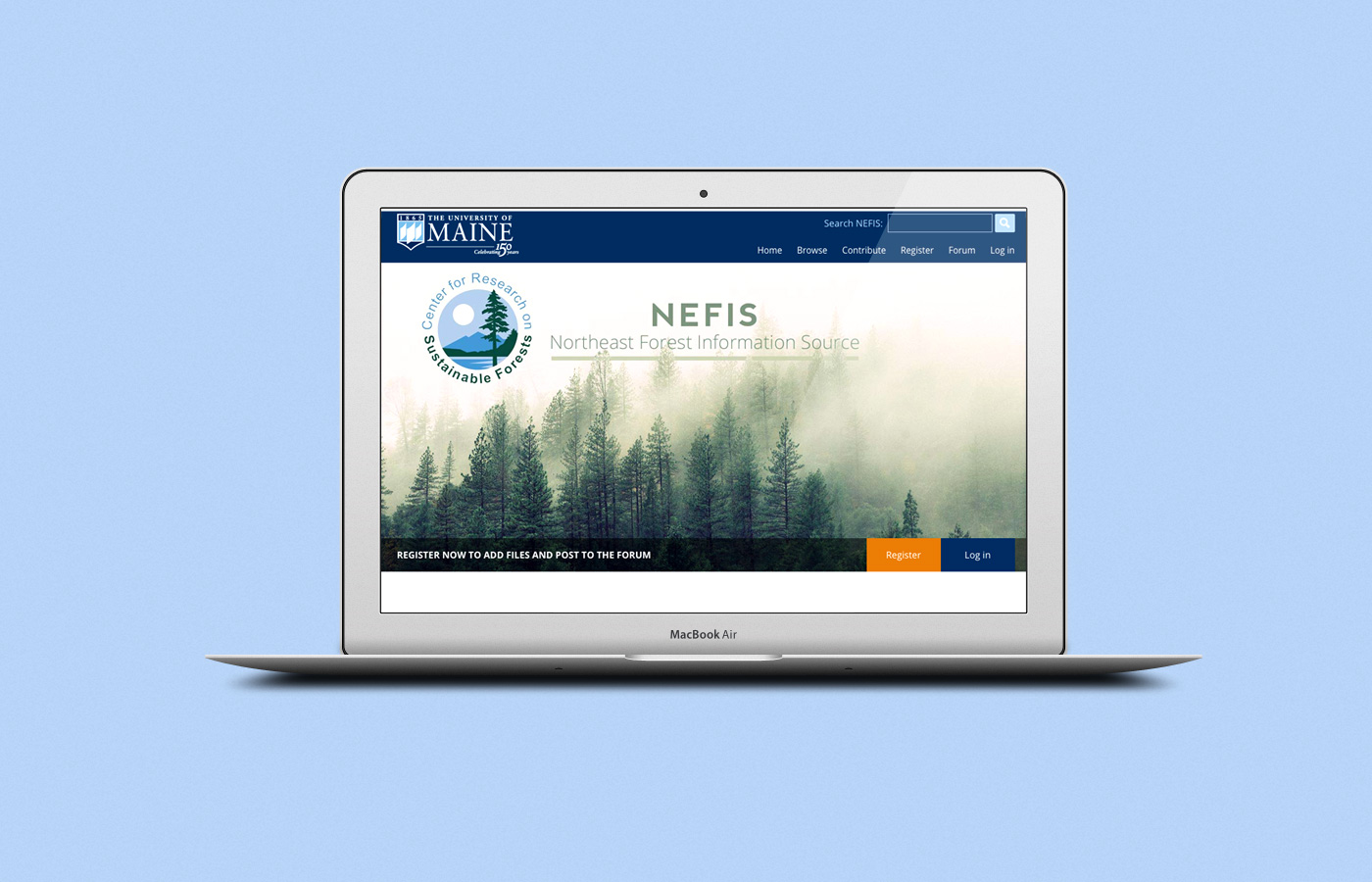 Northeast Forest Information Source home page on laptop