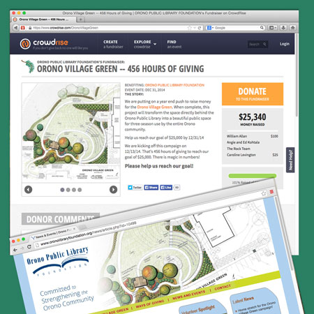 Graphic of the Orono Village Green Crowdrise website