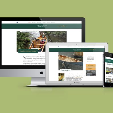 Northwoods Canoe Company website as seen on a set of devices.