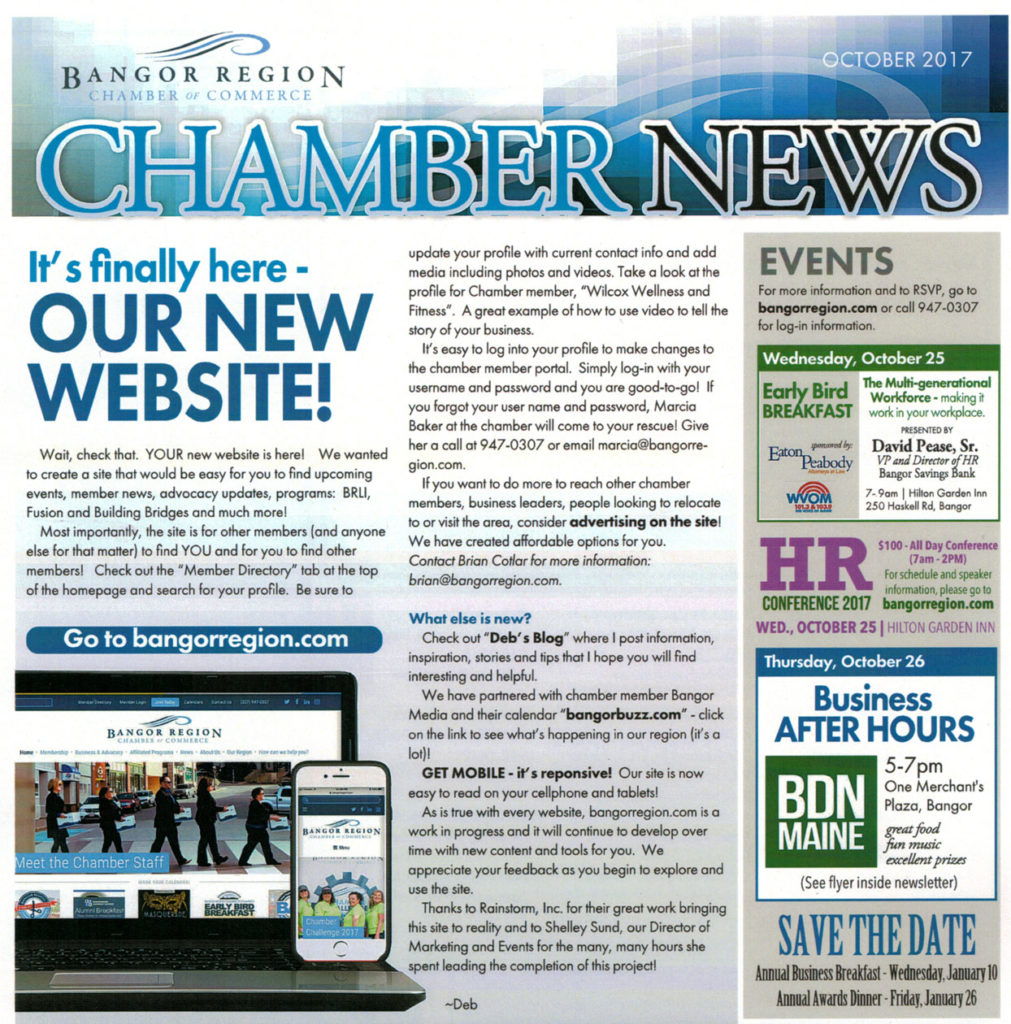 Bangor Region Chamber of Commerce newsletter image; text in article