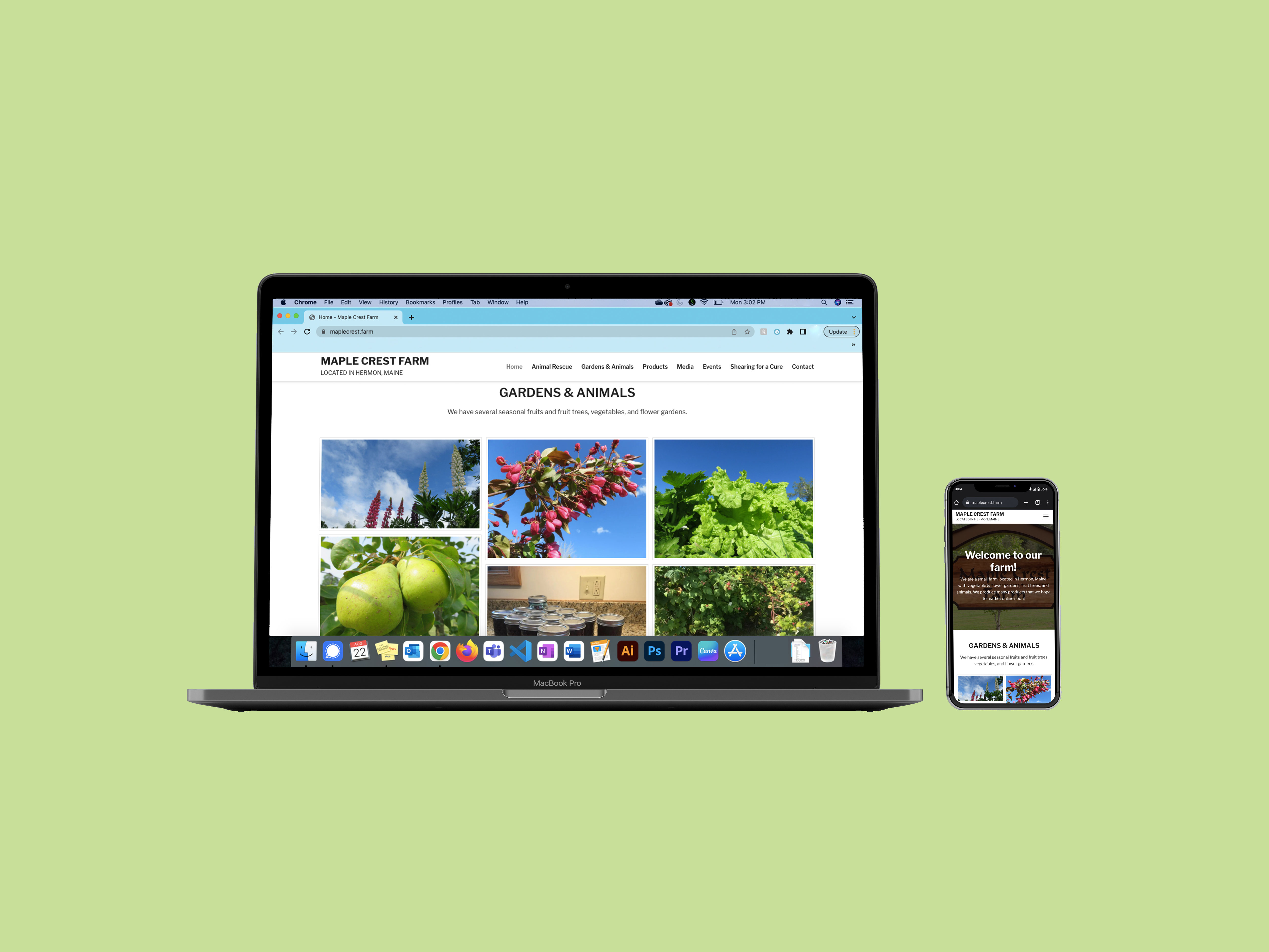 Maple Crest Farm website on a laptop and mobile device
